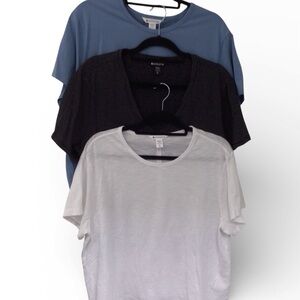 Athleta Short Sleeve Tees - Blue, Black/white stripe, and White